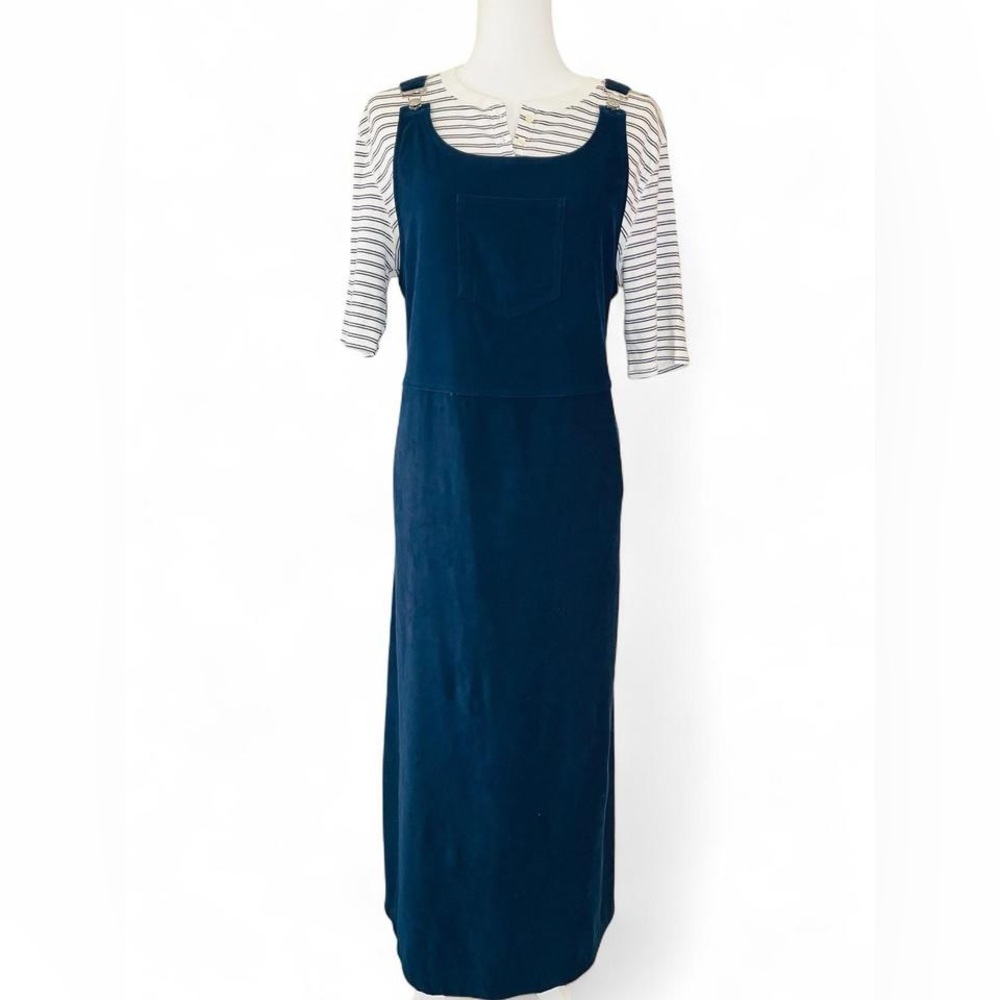 CJ Banks Navy Pinafore Maxi Dress